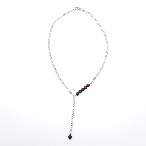 Red Brecciated Jasper Chakra Gemstone Adjustable Asymmetrical Necklace Handmade - Picture 2 of 8